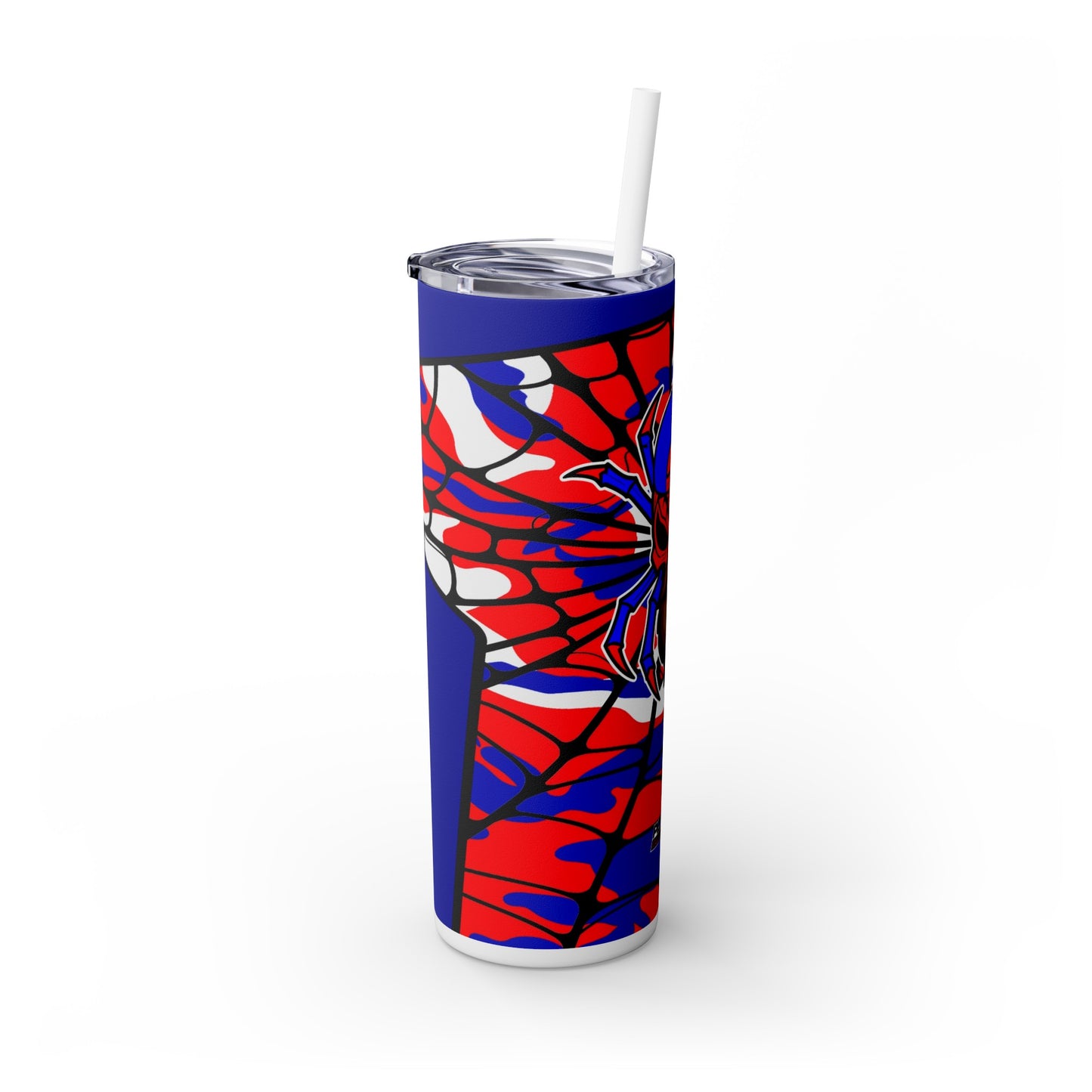 Spiderman8888 Skinny Tumbler with Straw, 20oz