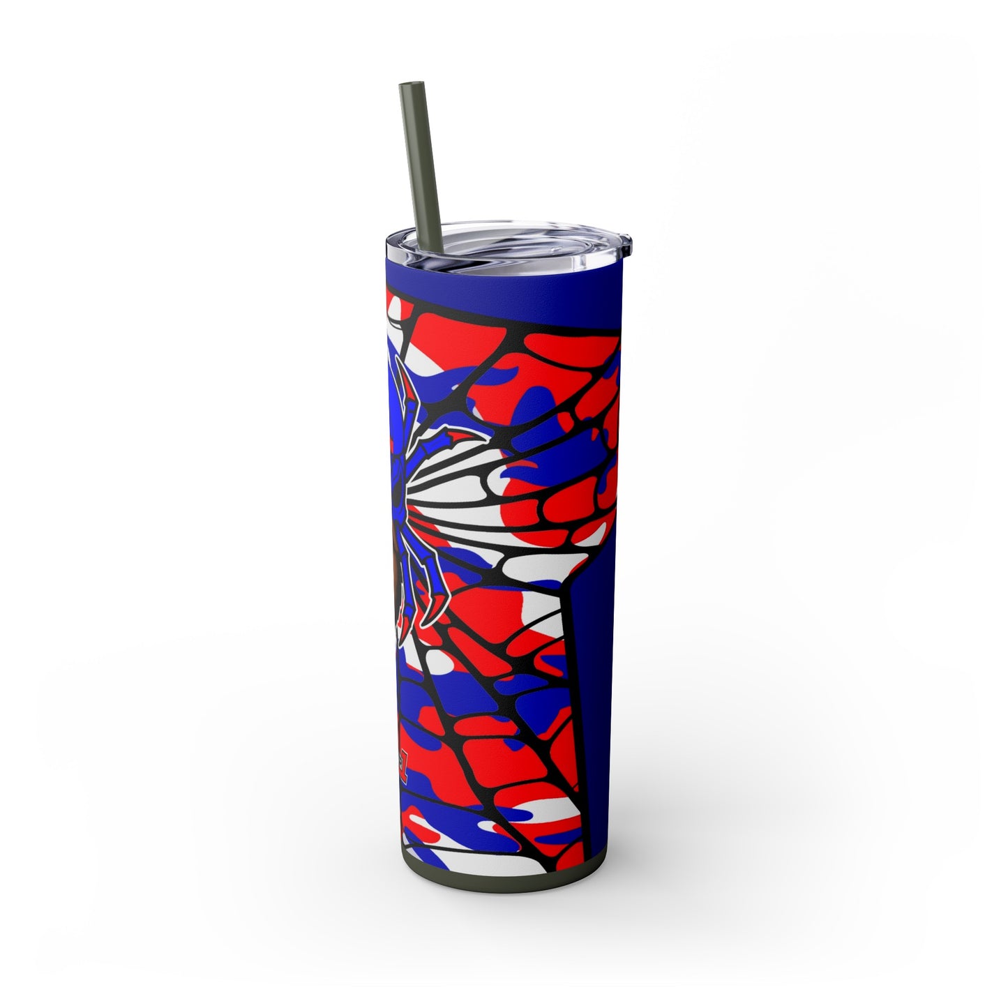 Spiderman8888 Skinny Tumbler with Straw, 20oz
