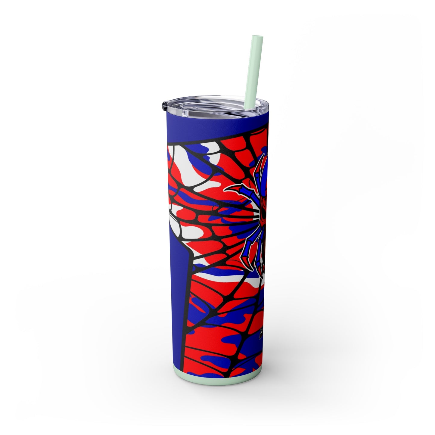 Spiderman8888 Skinny Tumbler with Straw, 20oz