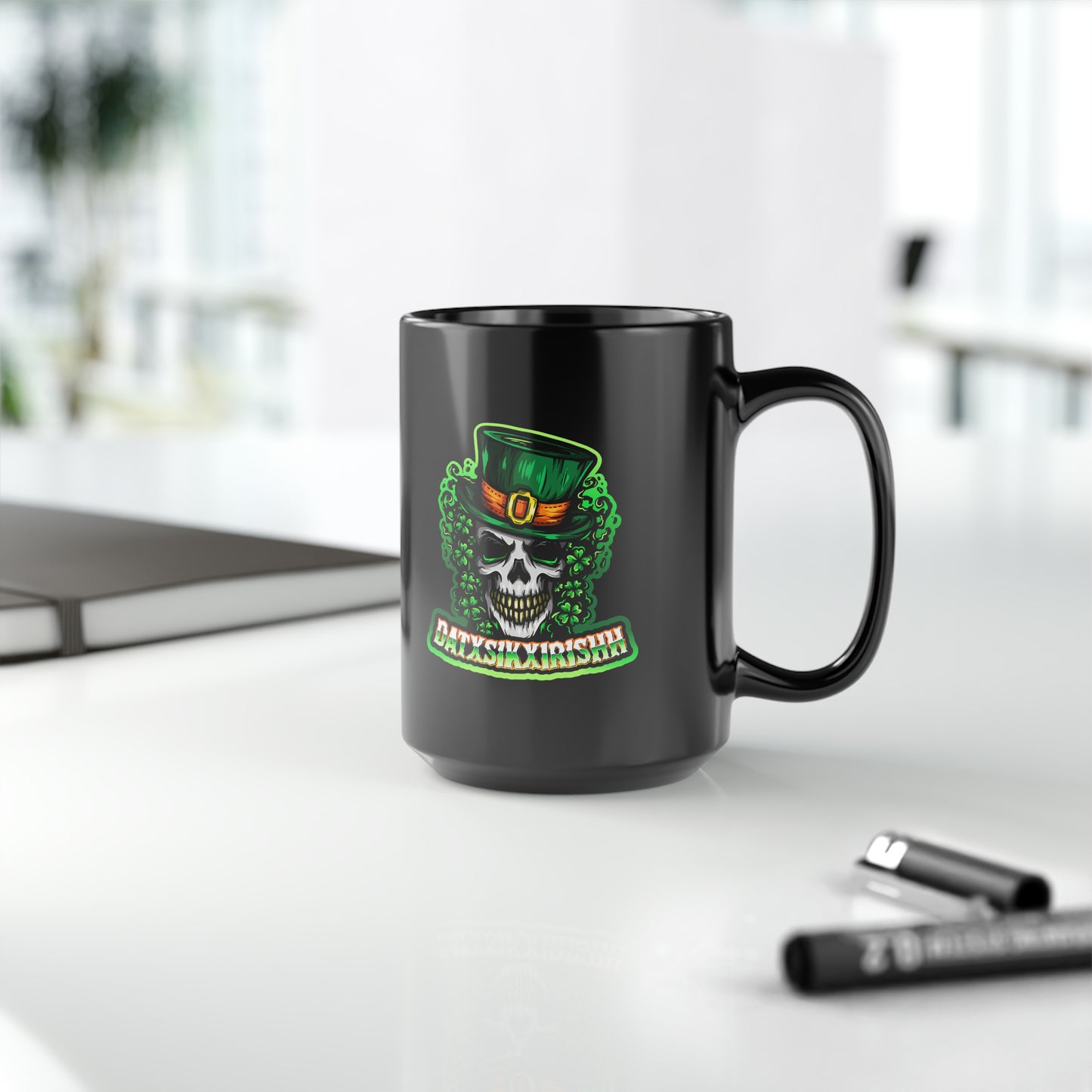 Dat Sik Irishh Black Mug, 15oz