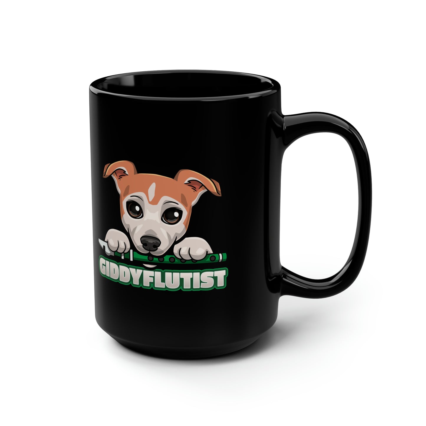 GiddyFlutist Black Mug, 15oz