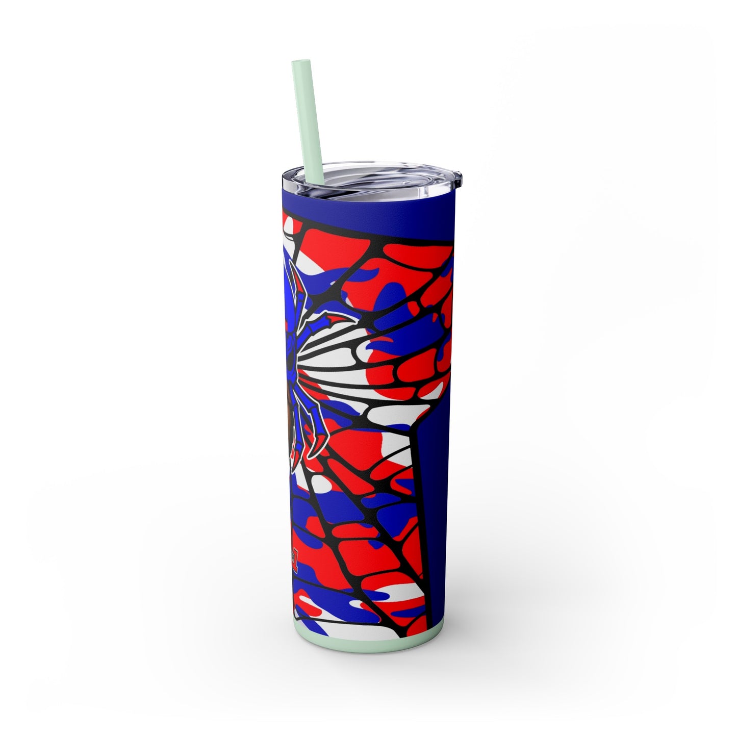Spiderman8888 Skinny Tumbler with Straw, 20oz