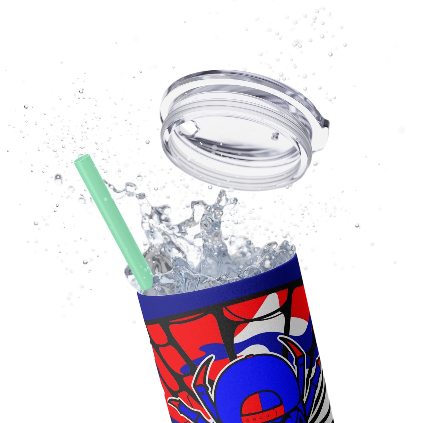 Spiderman8888 Skinny Tumbler with Straw, 20oz