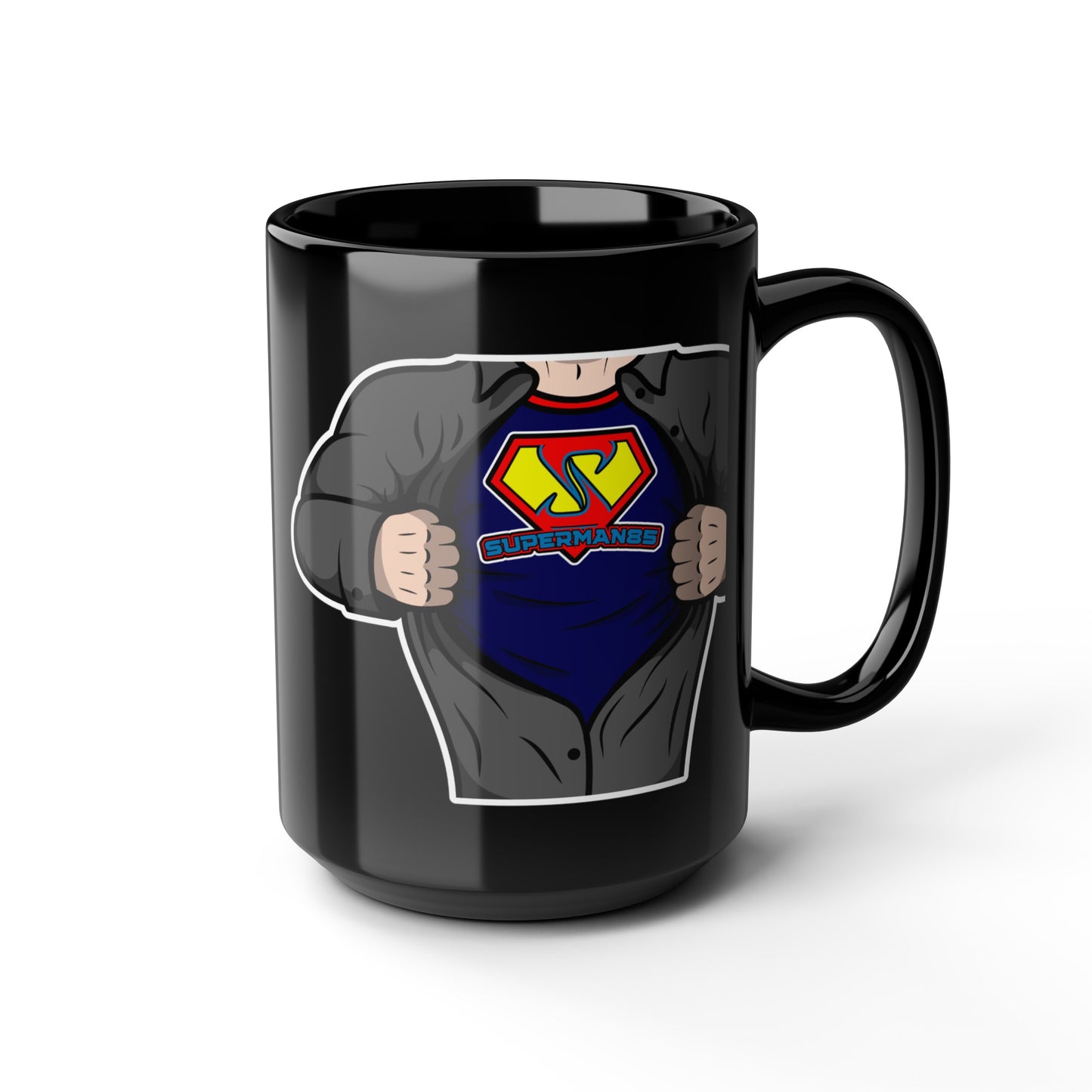 Superman85 Shirt Rip Black Mug, 15oz