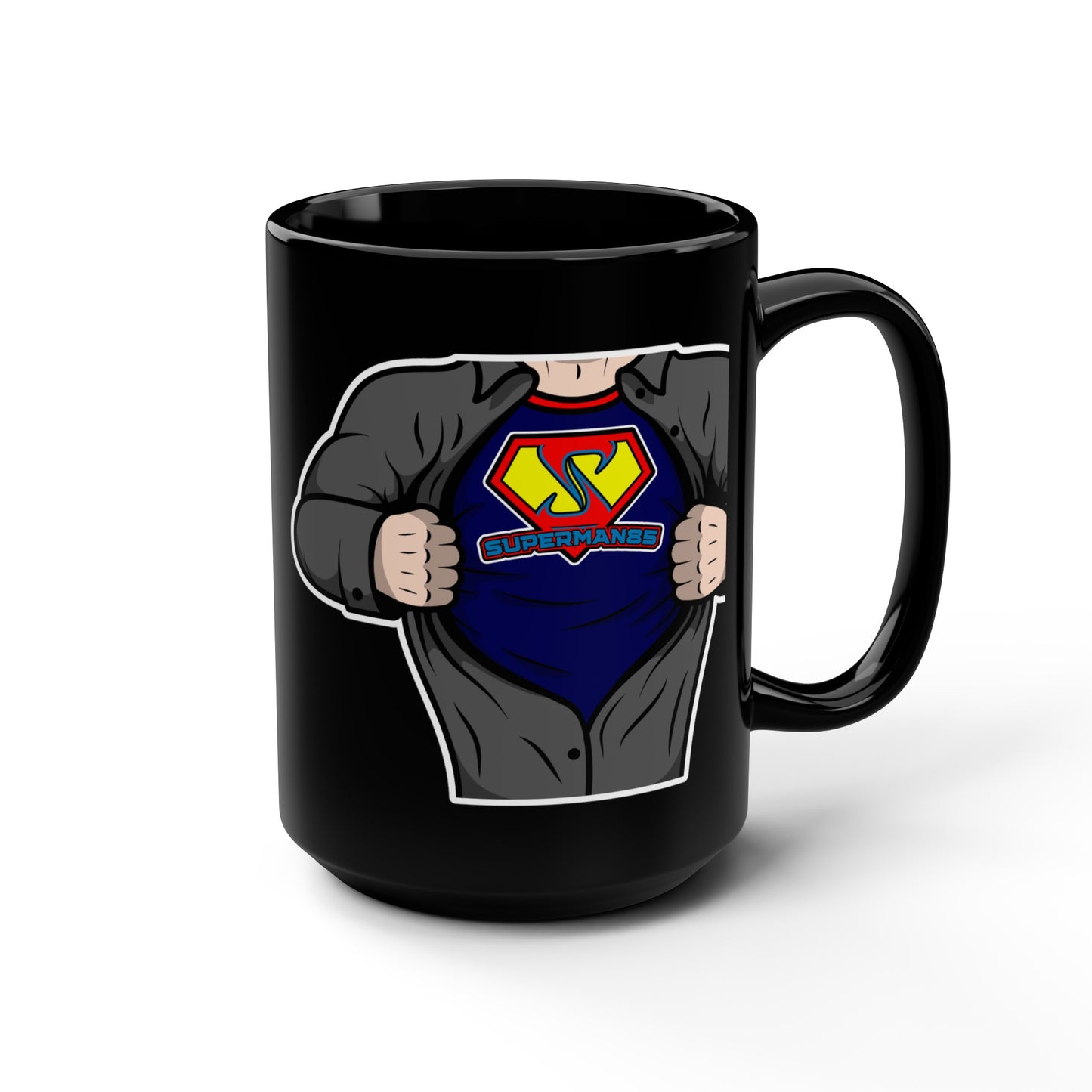 Superman85 Shirt Rip Black Mug, 15oz