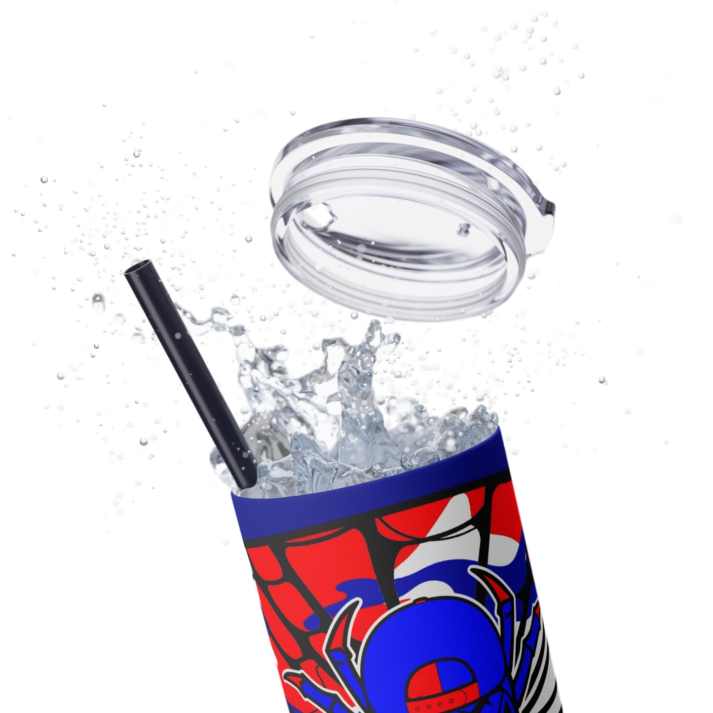 Spiderman8888 Skinny Tumbler with Straw, 20oz