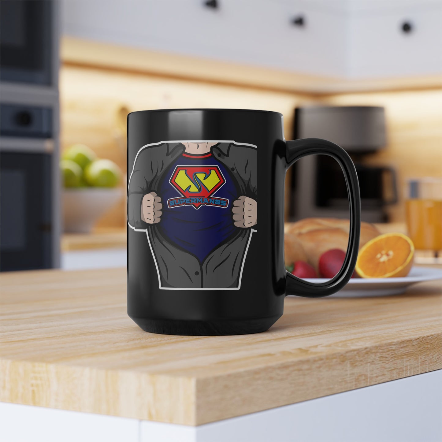 Superman85 Shirt Rip Black Mug, 15oz