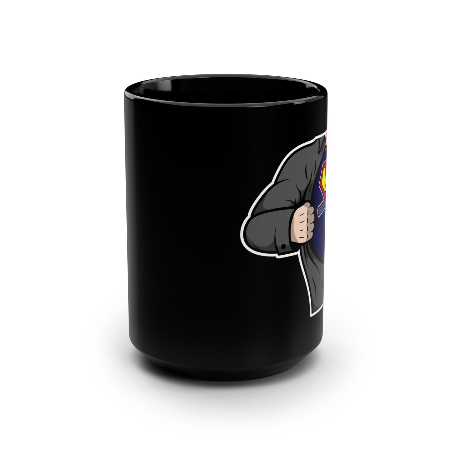 Superman85 Shirt Rip Black Mug, 15oz