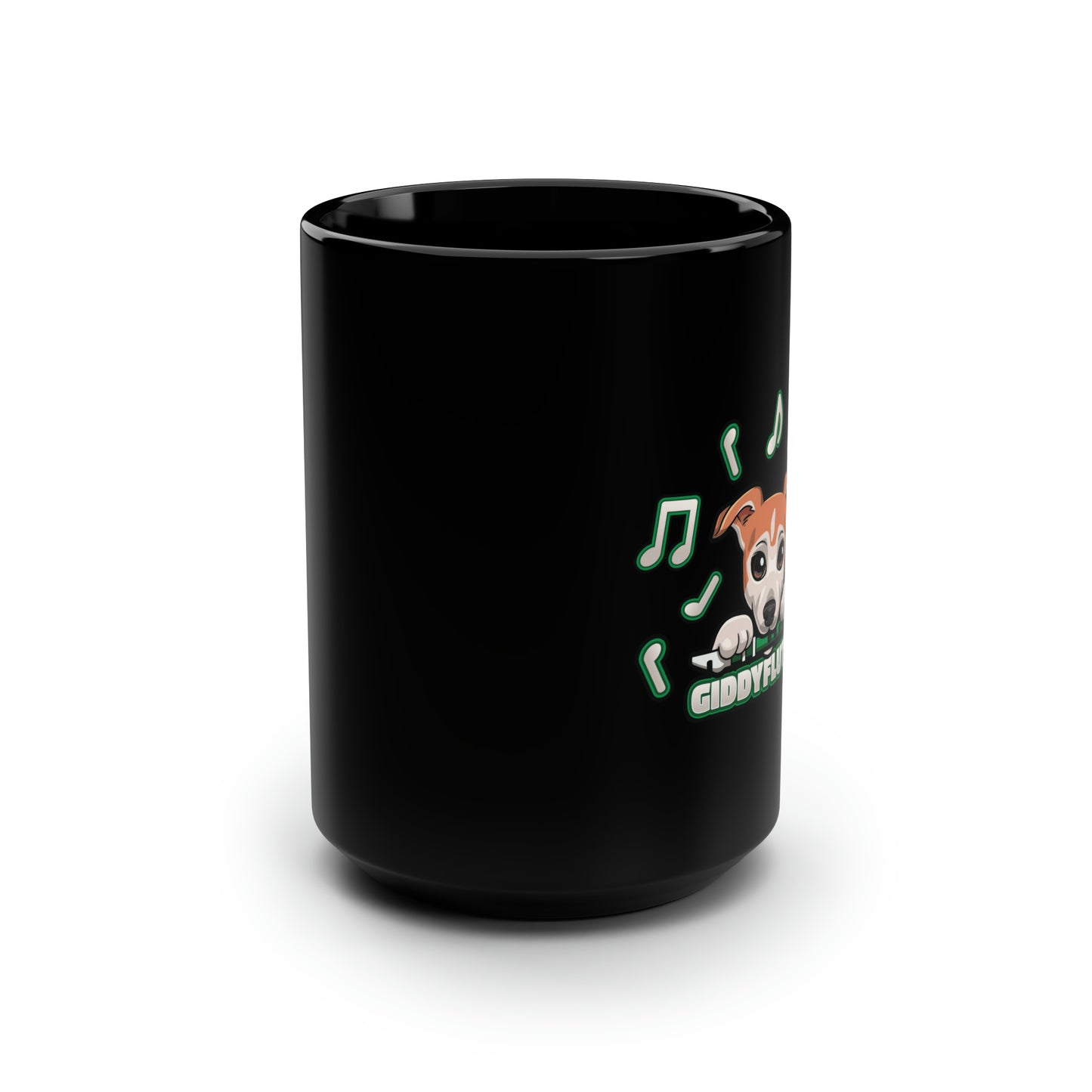 GiddyFlutist Notes Black Mug, 15oz