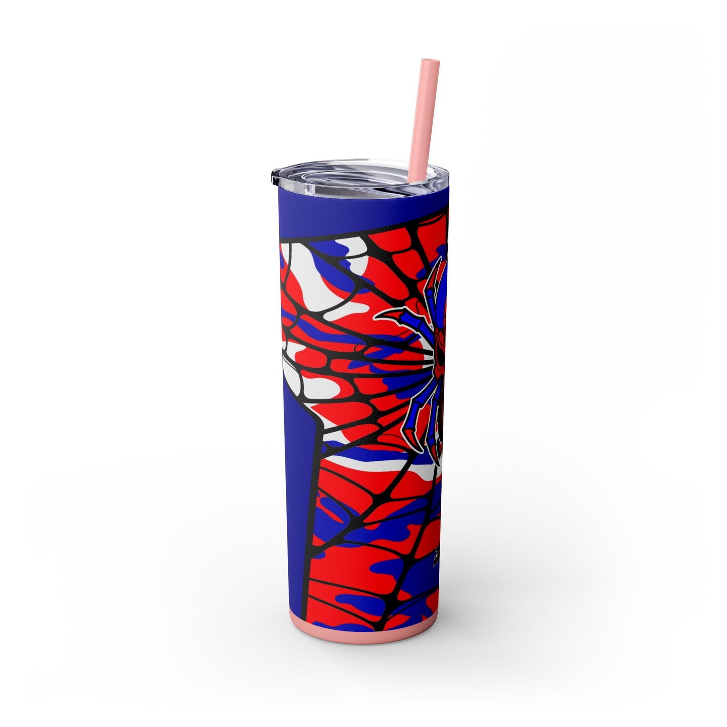 Spiderman8888 Skinny Tumbler with Straw, 20oz