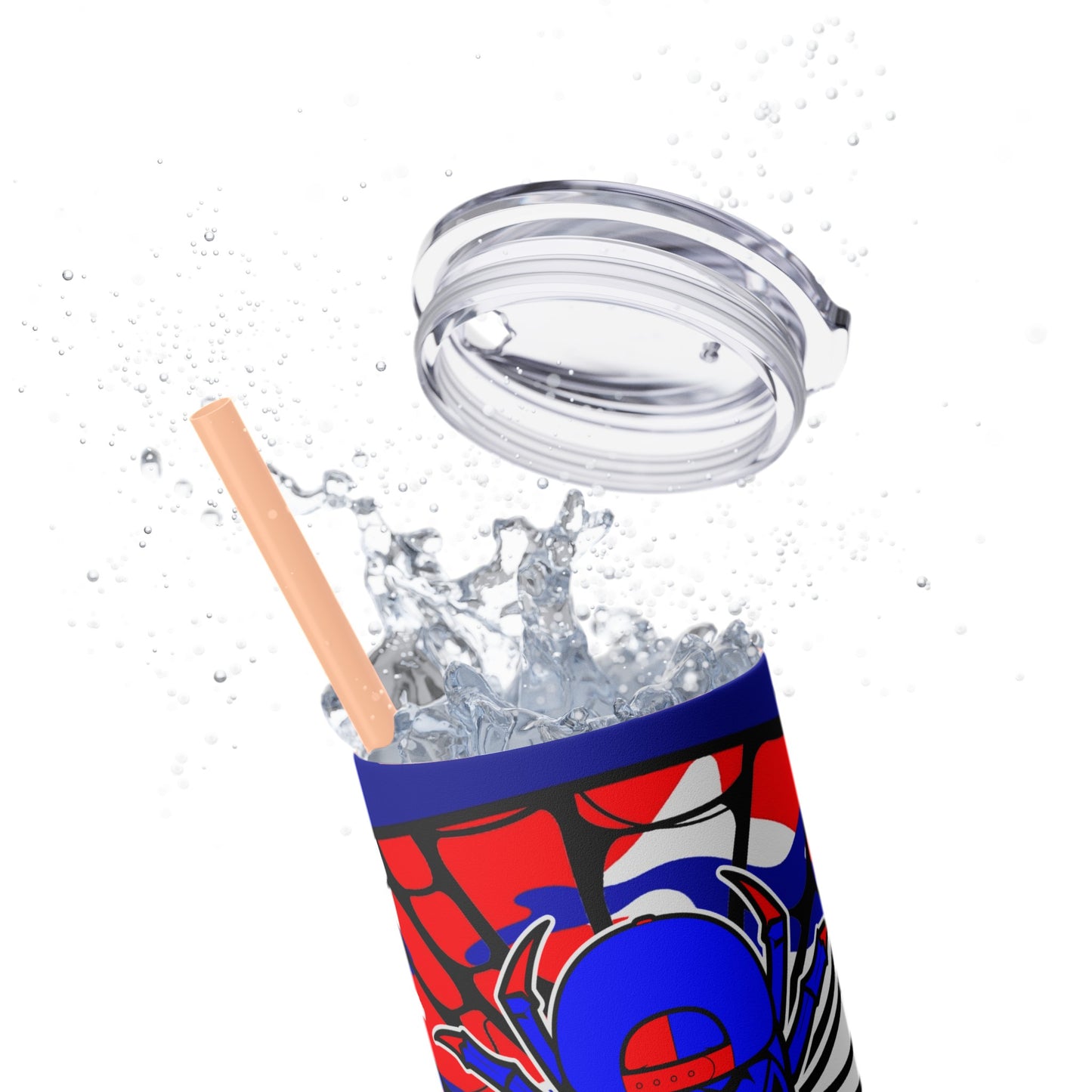 Spiderman8888 Skinny Tumbler with Straw, 20oz