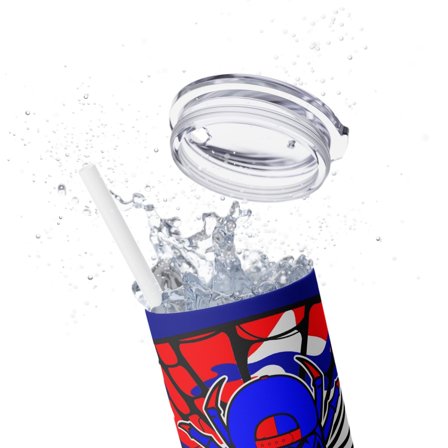 Spiderman8888 Skinny Tumbler with Straw, 20oz