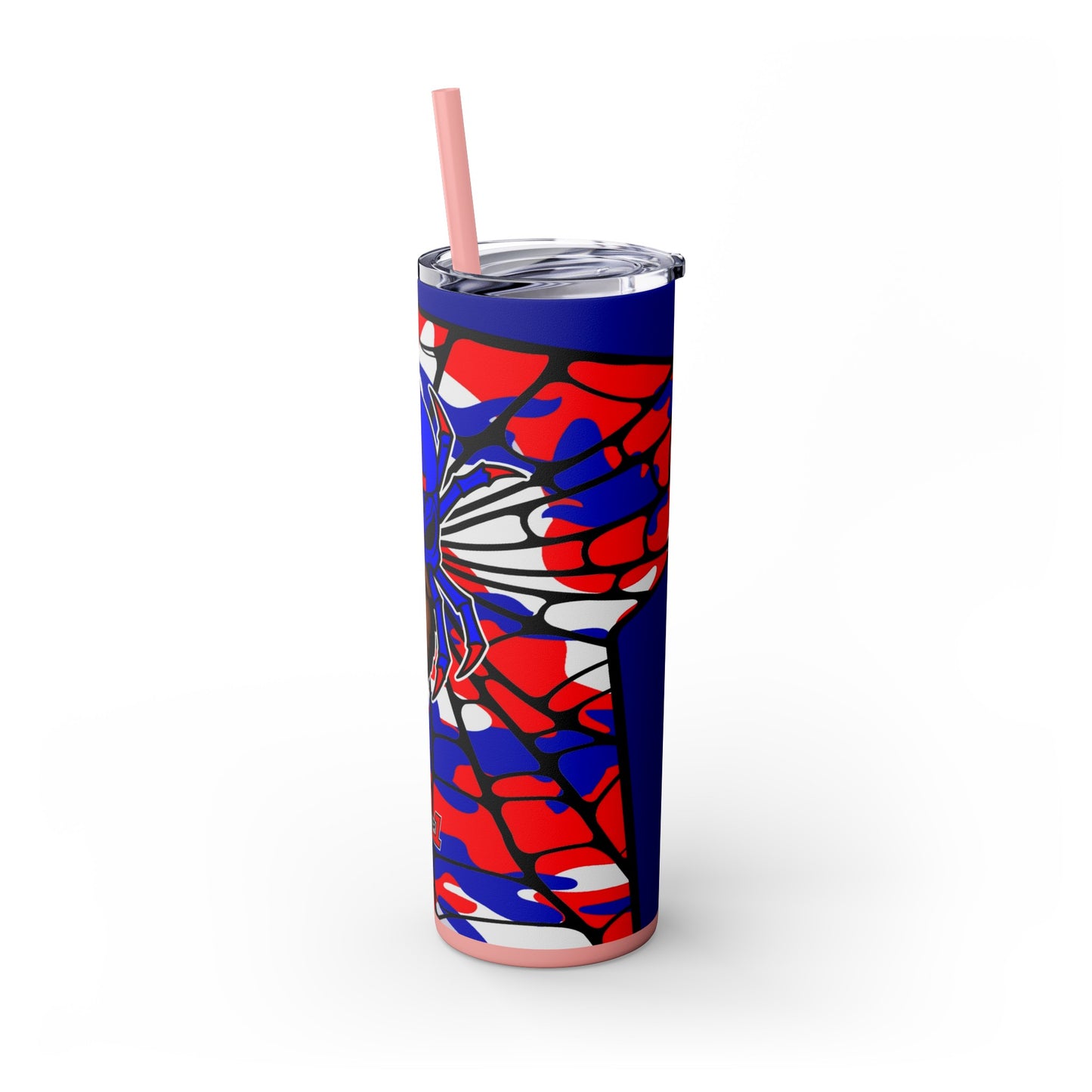 Spiderman8888 Skinny Tumbler with Straw, 20oz