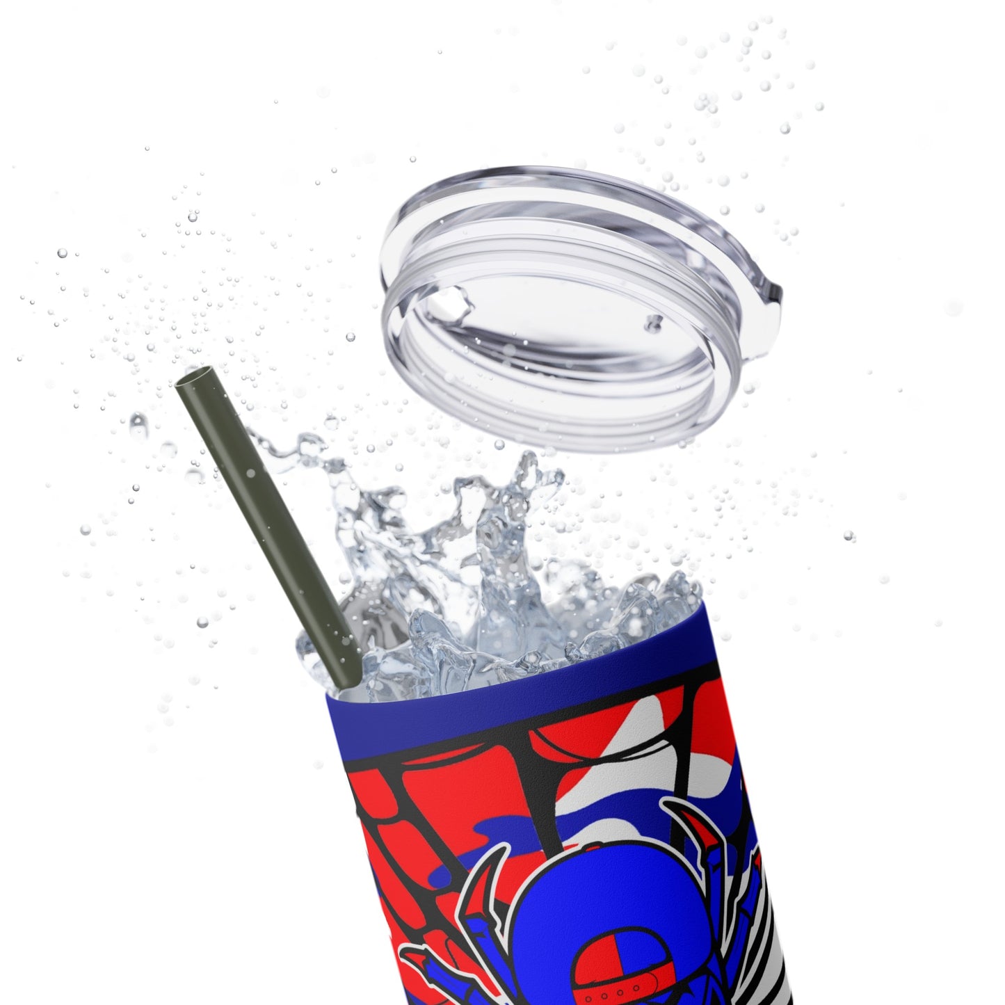 Spiderman8888 Skinny Tumbler with Straw, 20oz