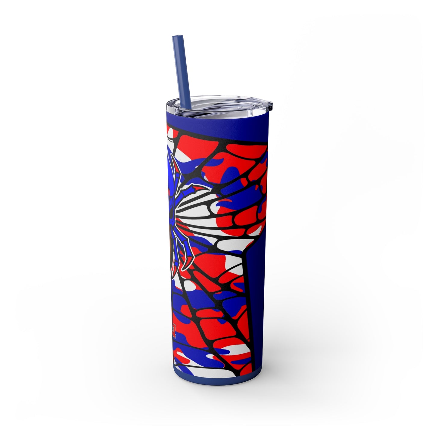 Spiderman8888 Skinny Tumbler with Straw, 20oz