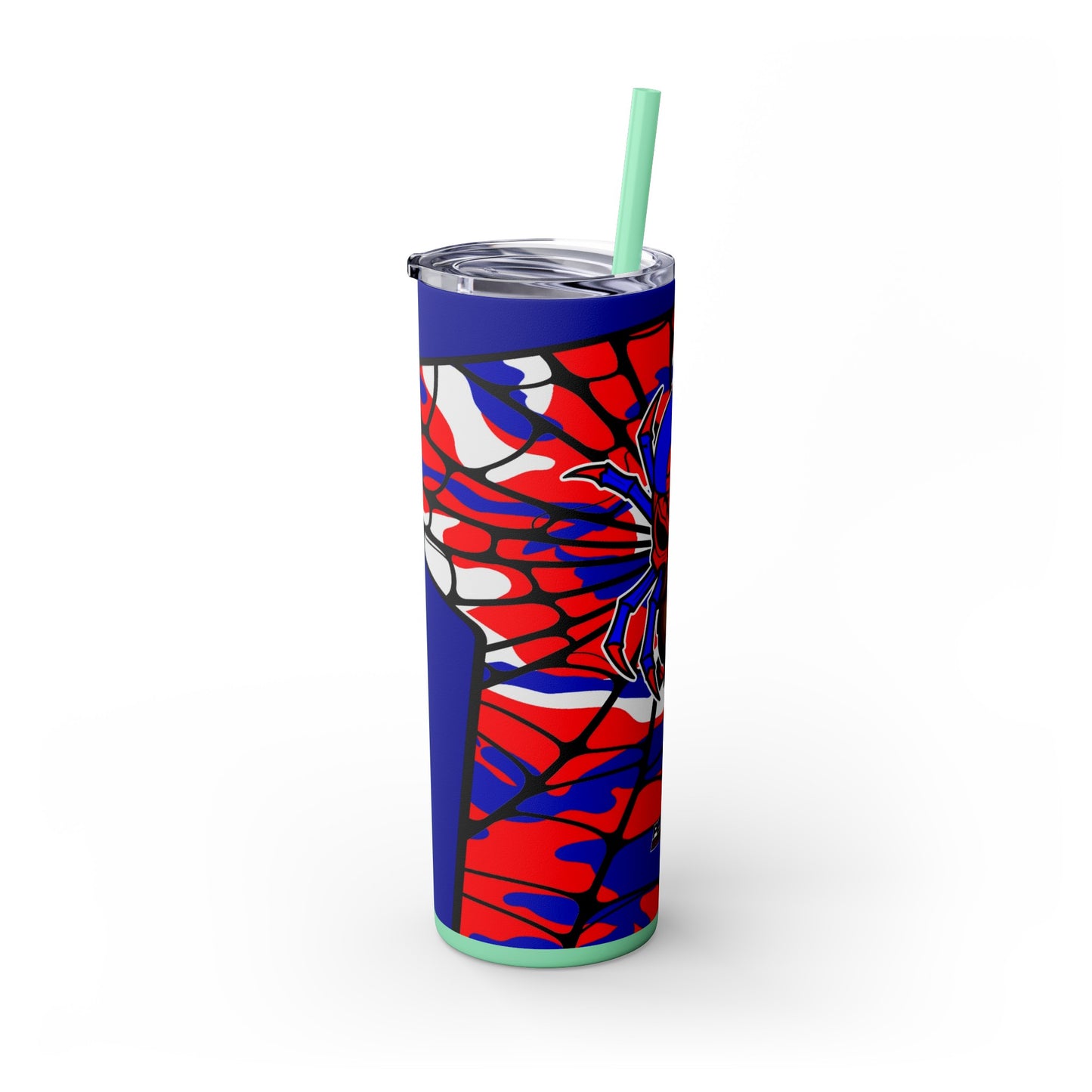 Spiderman8888 Skinny Tumbler with Straw, 20oz
