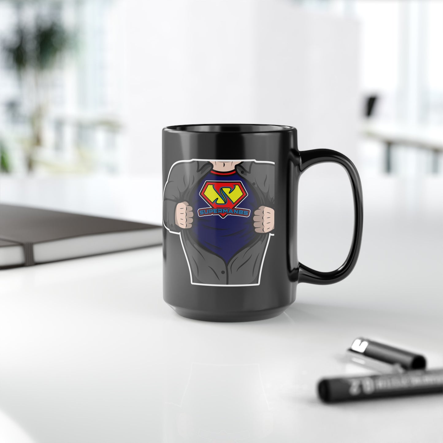 Superman85 Shirt Rip Black Mug, 15oz
