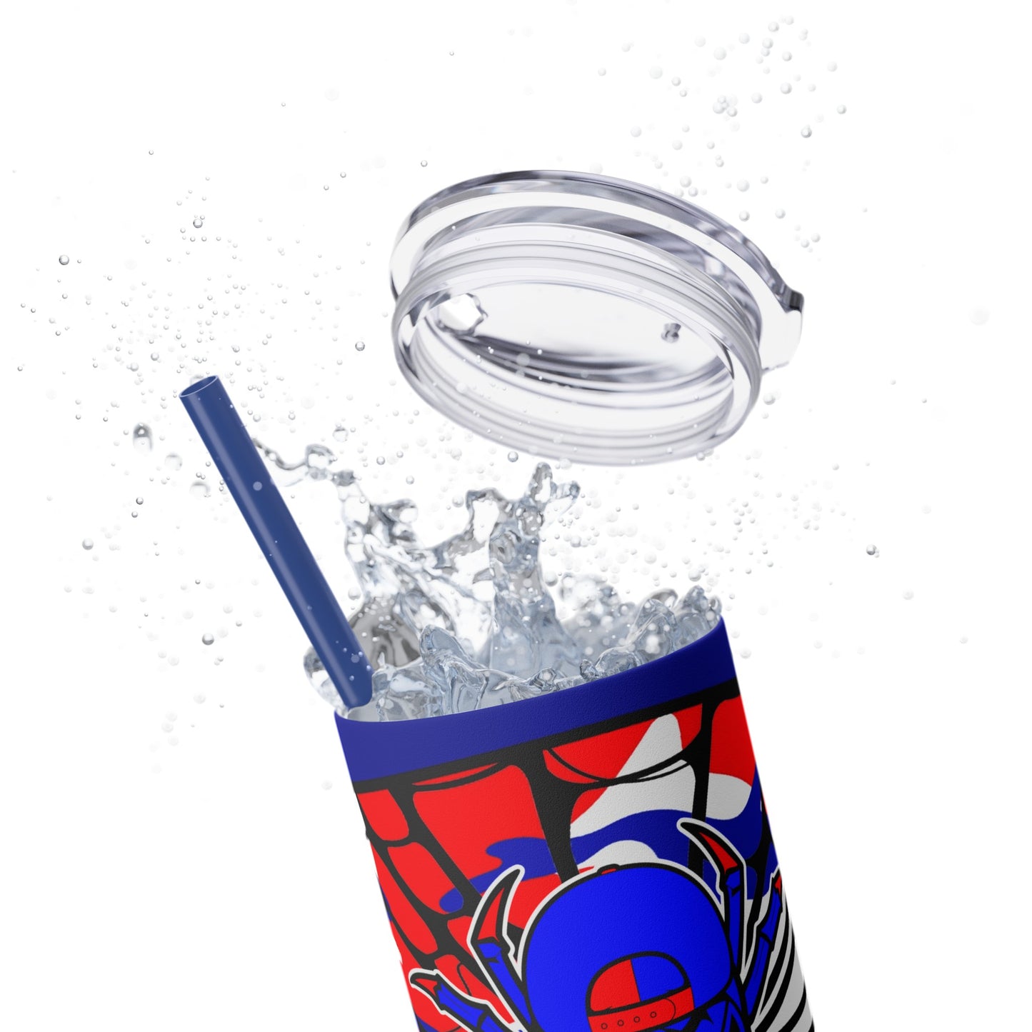 Spiderman8888 Skinny Tumbler with Straw, 20oz