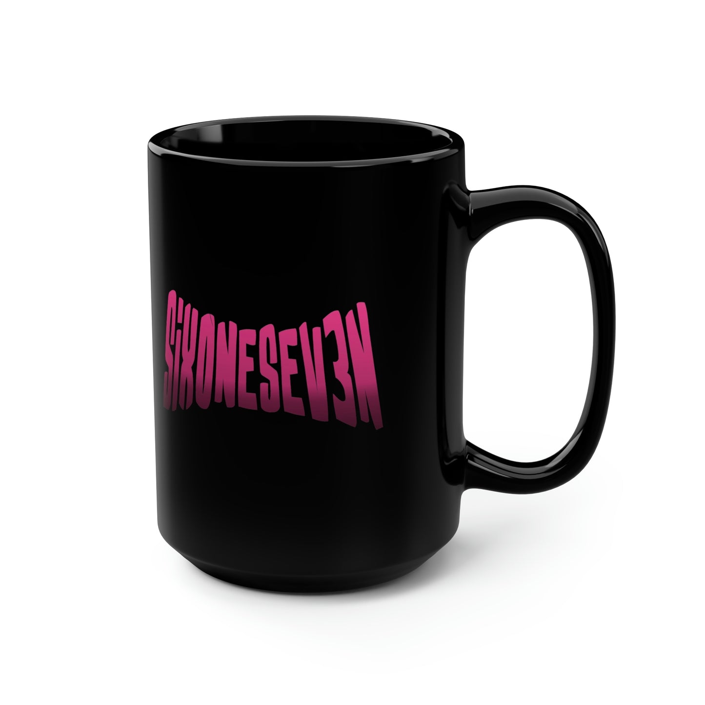 SixOneSev3n Text Black Mug, 15oz