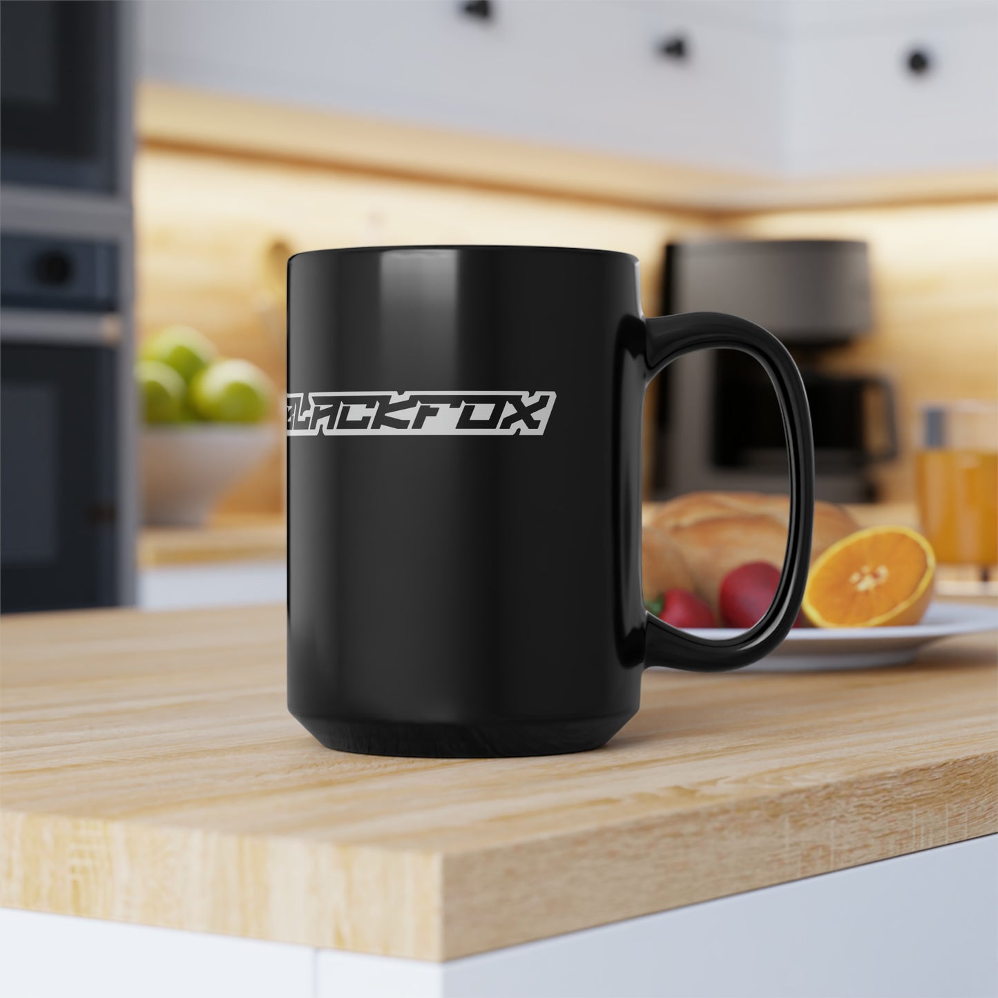 BlackFox Text Black Mug, 15oz