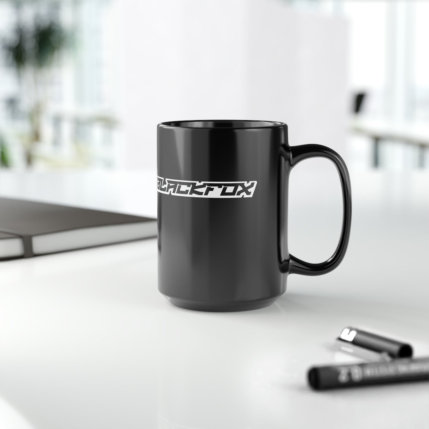 BlackFox Text Black Mug, 15oz