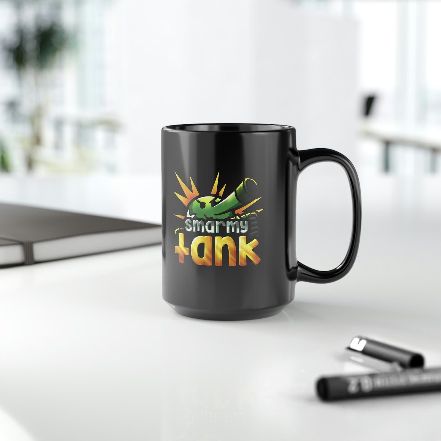 Smarmy Tank Black Mug, 15oz
