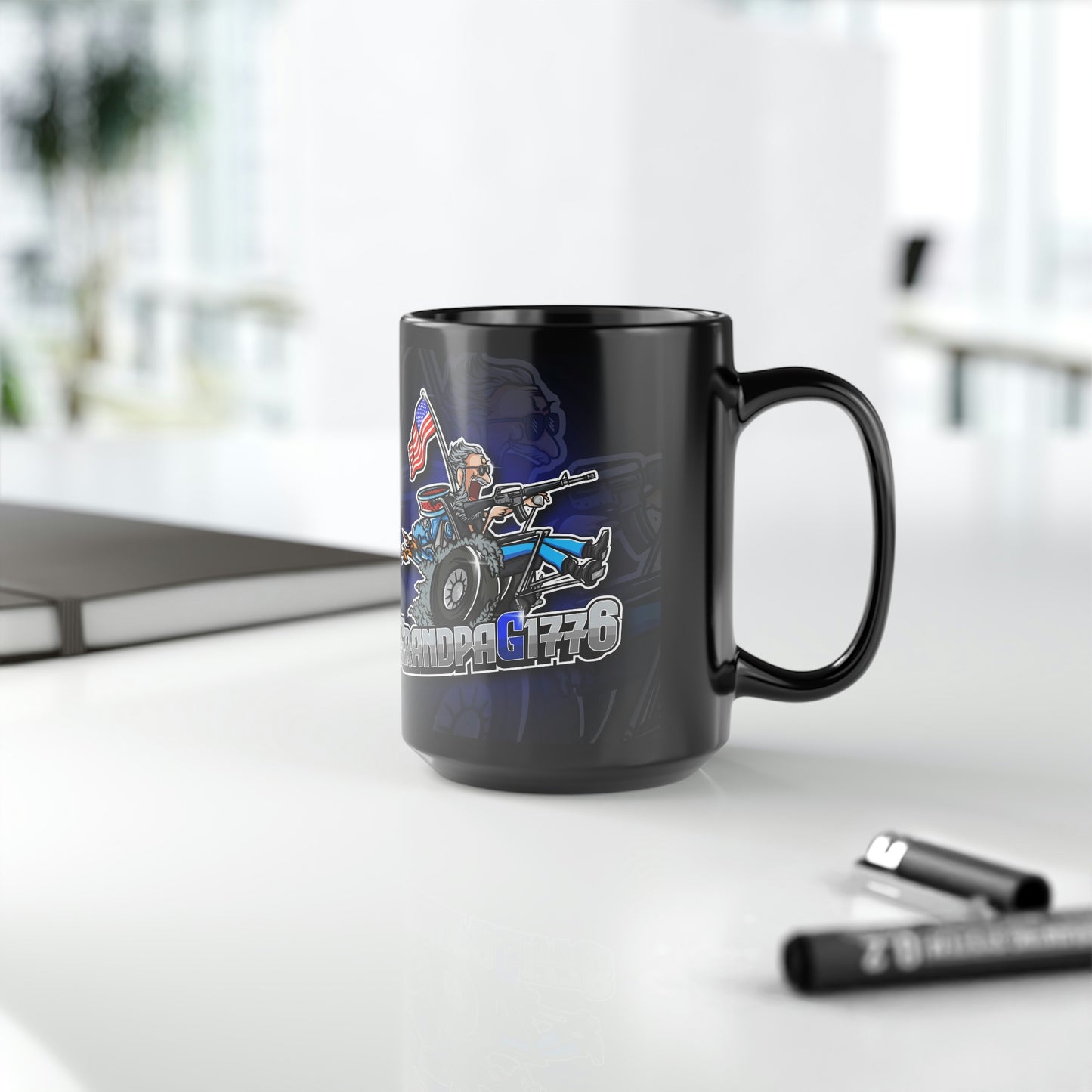 GrandpaG Silhouette Black Mug, 15oz
