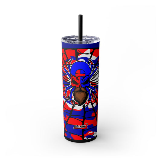 Spiderman8888 Skinny Tumbler with Straw, 20oz