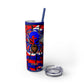 Spiderman8888 Skinny Tumbler with Straw, 20oz
