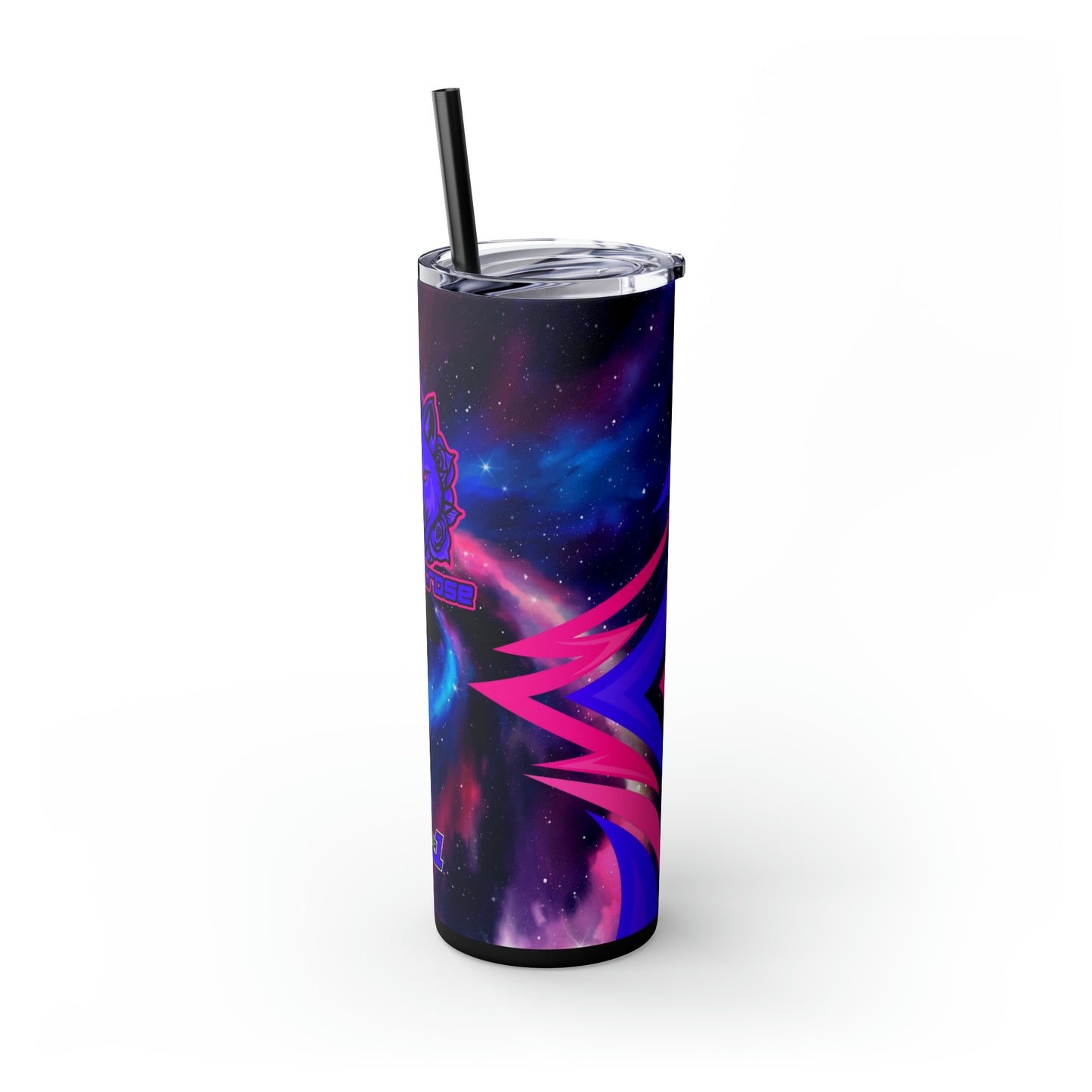 BadWolfRose Skinny Tumbler with Straw, 20oz