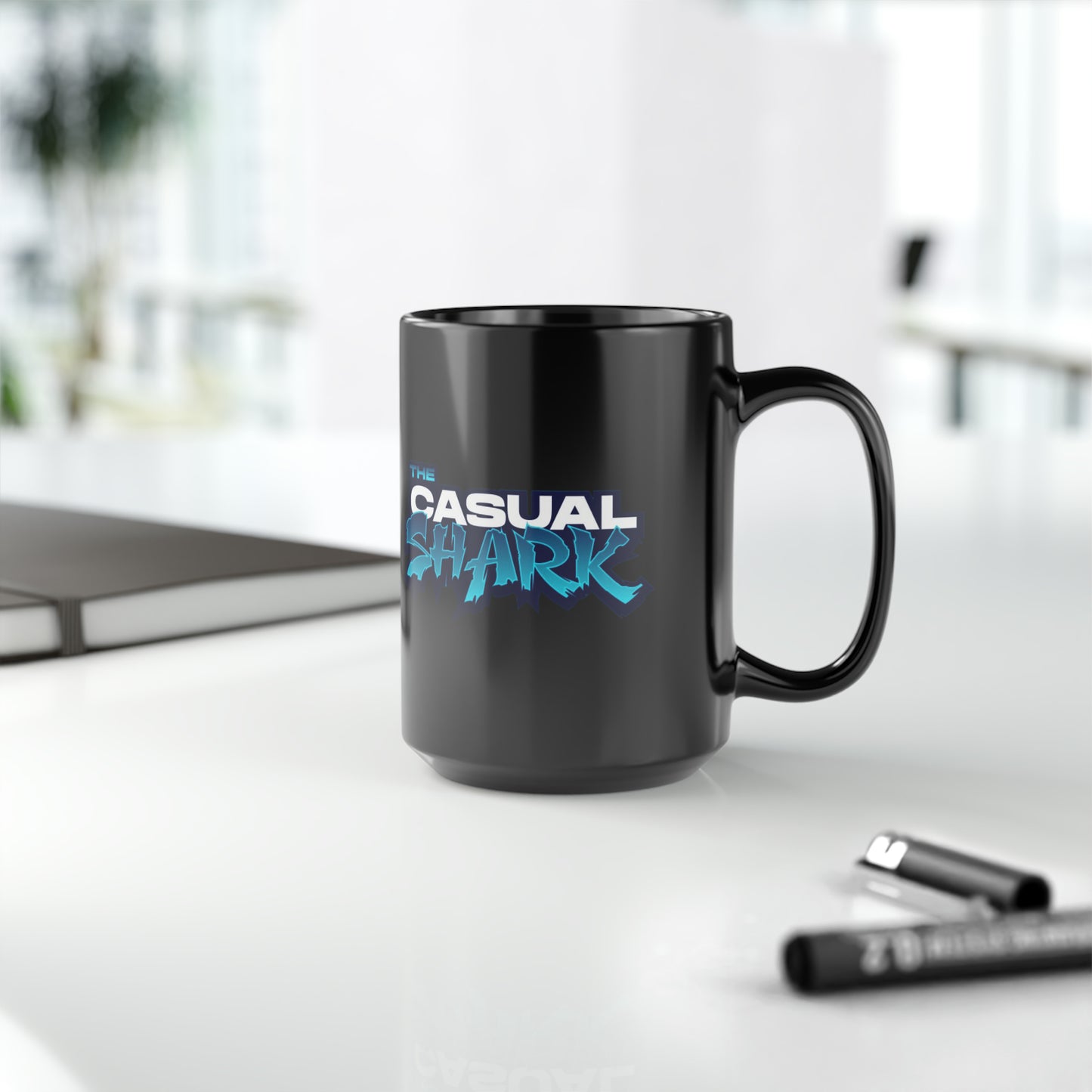 Casual Shark Black Mug, 15oz