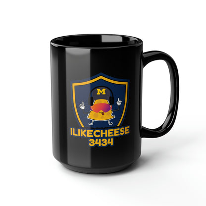 ILikeCheese3434 Black Mug, 15oz