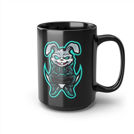 JakeForty Rabbit Black Mug, 15oz
