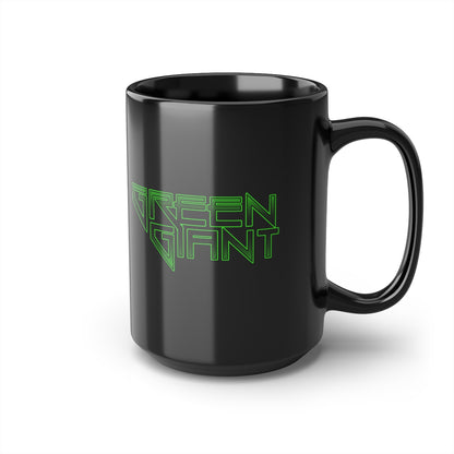 Green Giant Text Black Mug, 15oz