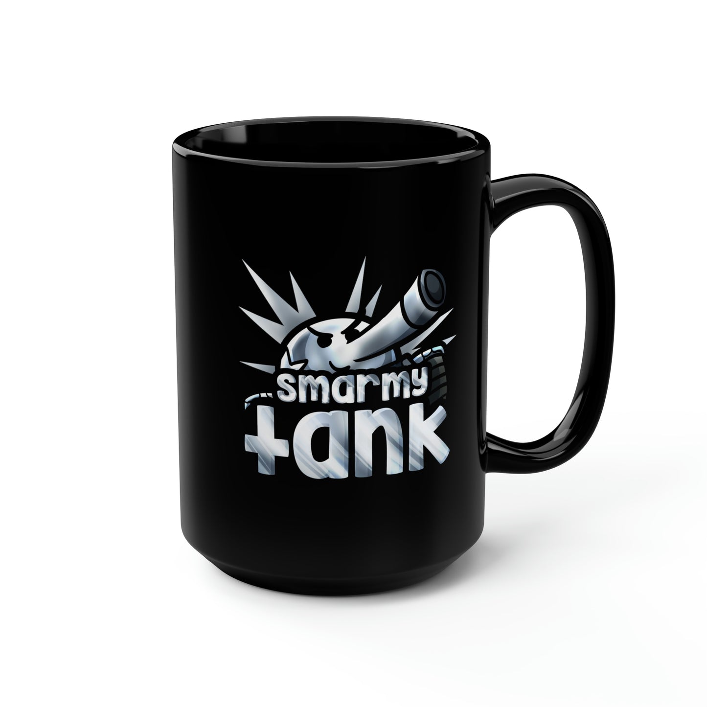 Chrome Smarmy Tank Black Mug, 15oz