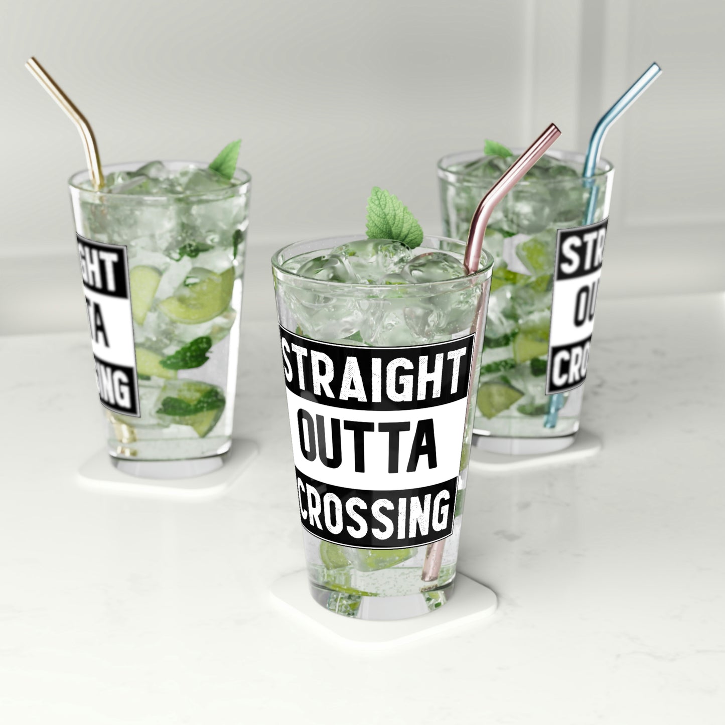 Straight Outta Crossing Pint Glass, 16oz